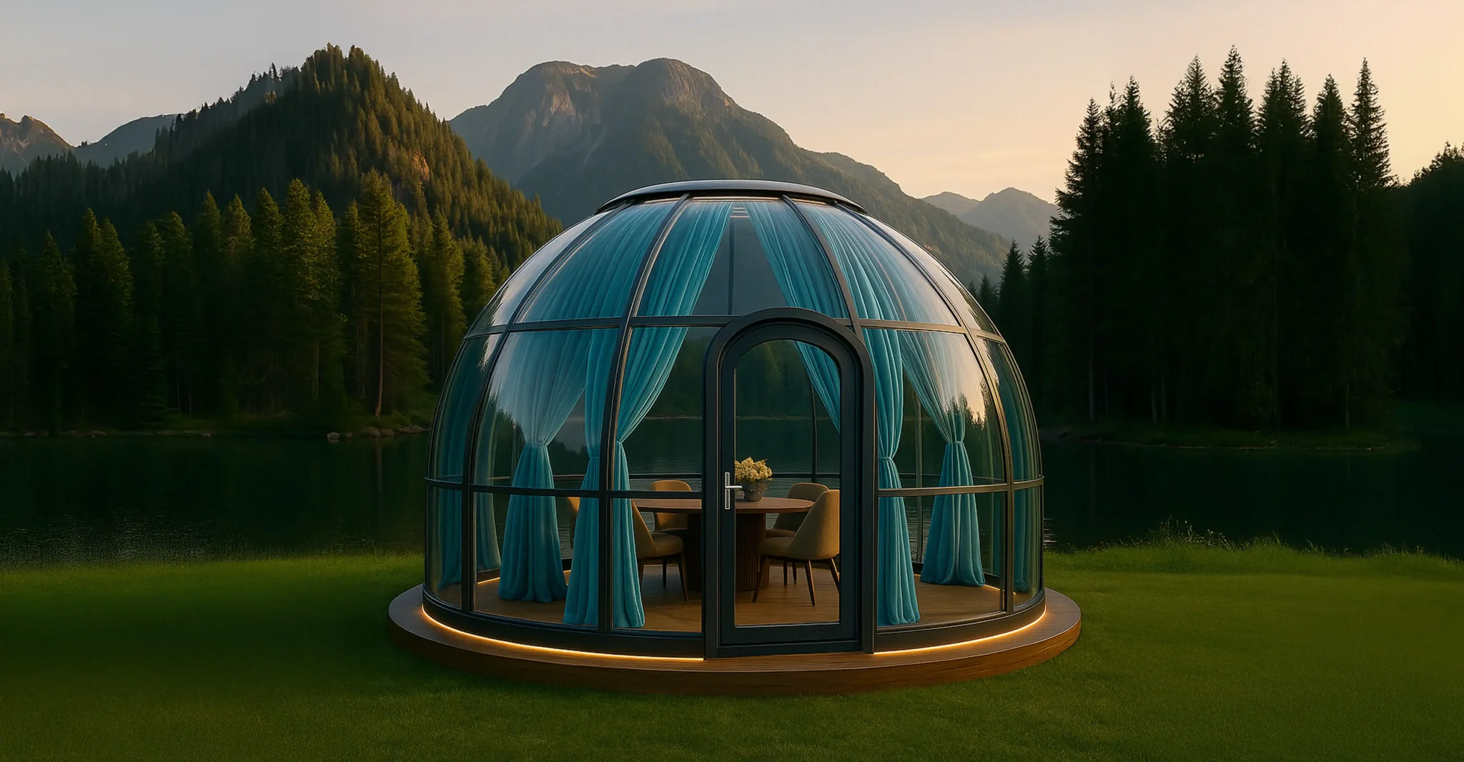 Prefabricated PC dome structures for resorts